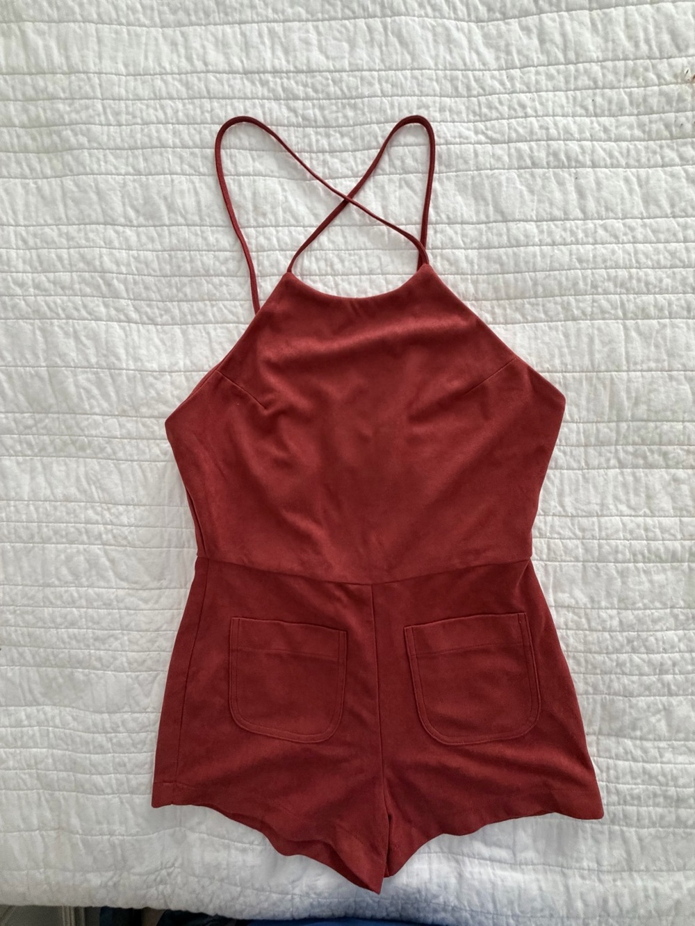 Cotton Candy Rust Red Romper Size Small